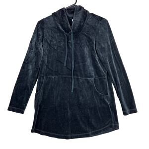 Pure Jill Womens Sweater Black Velvet Cowl Neck Soft Tunic Pima Cotton Modal XS